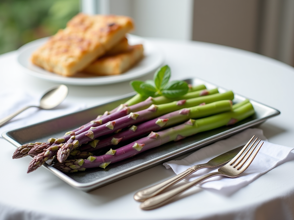 Fresh purple asparagus spears